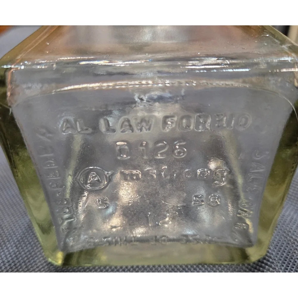 Vintage Armstrong Glass Liquor Decanter Etched Sailing Ship Federal Law Forbids